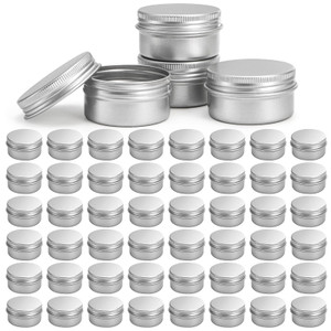 Tosnail 48 Pack 1 Oz / 30 ML Mini Metal Round Tins with Screw Lids, 1.85 Inch Empty Sample Jars, Travel Storage Containers
