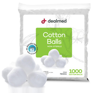 Dealmed 1000 ct. Cotton Balls for Face, Makeup, Medical Uses, & DIY Crafts | Non-Sterile Bulk Pack | Resealable Zip-Locked Bag | 100% Pure Cotton, So