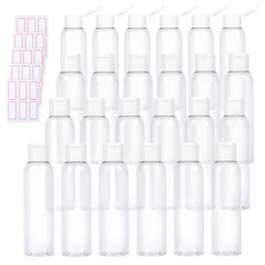 Trendbox 120ml/4oz Clear Plastic Empty Bottles with Flip Cap BPA-Free Travel Containers for Shampoo, Lotions, Liquid Body Soap and Massage Oils - 24