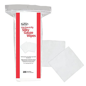 ForPro Professional Collection Lint-Free 4-Ply Silky Gauze Wipes, 100% Lint-Free, Ultra-Soft, for Product Application and Medical Care, 4 x 4, 200-