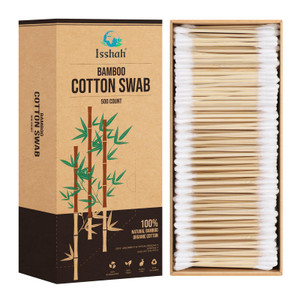 Bamboo Cotton Swabs - 500 Count - FSC Certified and PETA Approved, Eco Friendly Double Tips, Plastic Free Ear Sticks, All Natural 100% Biodegradable