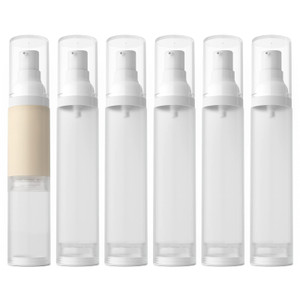 LONGWAY 1.7oz 50ml Airless Cosmetic Cream Pump Bottle Travel Size Dispenser Refillable Containers/Foundation Travel Pump Bottle for Shampoo?Pack of 6
