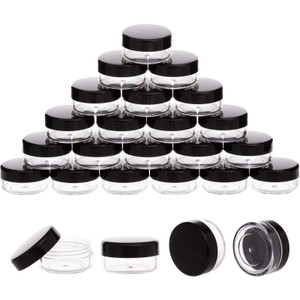 100 Pack 3 Gram Sample Containers with Lids, 3ml Mini Sample Jars, Tiny Plastic Cosmetic Containers for Lip Balms, Makeup, Lotion, Eye Shadow, Powder