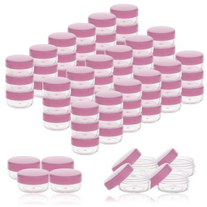 ZEJIA 3 Gram Sample Containers with Lids, 100 Count Tiny Sample Jars, 3ML Makeup Cosmetic Containers for Lip Balms, Lotion, Powder, Beauty Products(P