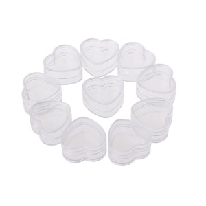 48 New, Empty, Clear, 5 Gram Plastic Heart Shape Pot Jars, Cosmetic Containers-BH000393