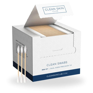 Clean Skin Club Clean Swabs | 500CT | One Pointed Tip | Biodegradable + Organic Cotton & Bamboo | Makeup & Nail Polish Touch-ups | Chlorine-Free & Hy