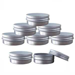 Aluminum Tin Jars, Cosmetic Sample Metal Tins Empty Container Bulk, Round Pot Screw Cap Lid, Small Ounce for Candle, Lip Balm, Salve, Make Up, Eye Sh