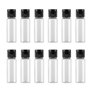 30ml 1 oz Plastic Pour Bottle with Flip Cap Empty Travel Sample Containers Jar for Emollient Water Shower Gel Emulsion - Pack of 12(Clear)