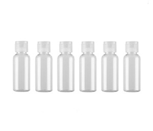 0.5 oz Plastic Travel Bottle with Flip Cap Sample Container for Makeup Emollient Water Shower Gel Emulsion Liquid Empty Refillable Portable,Pack of 6