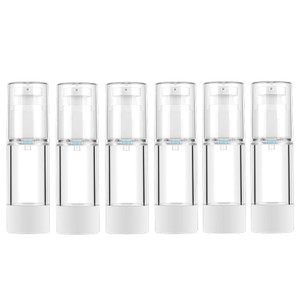 LONGWAY 1 Oz 30ml Clear Airless Cosmetic Cream Pump Bottle Travel Size Dispenser Refillable Containers/Foundation Travel Pump Bottle for Shampoo (Pac