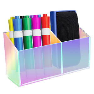 WYFHLPMMA Magnetic Dry Erase Marker Holder for Whiteboard?Acrylic Magnetic Pen Holder for Fridge, 2 Compartments Whiteboard for Office, Home, Locker(