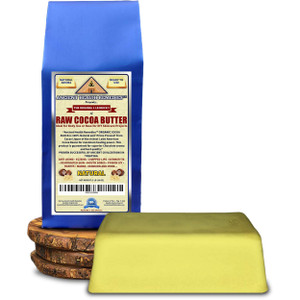 ANCIENT HEALTH REMEDIES Organic Unrefined Raw NATURAL COCOA (CACAO) BUTTER BLOCK Bulk Size Rich Chocolate Aroma For Lip Balms DIY Base for Body Butte