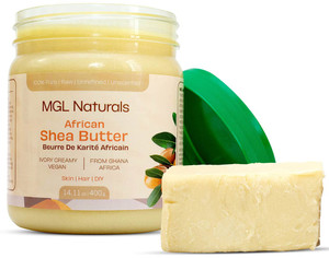 MGL Naturals Raw African Shea Butter Ivory 16oz, 100% Pure, and Unrefined. Nourish and moisturize hair and skin. Use alone or DIY recipes. From Ghana