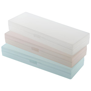 3 Packs Small Plastic Pencil Case Clear Boxes Stationery Storage Case with Hinged Lid and Snap Closure for Pencils,Pens and Crayon,Home School Office