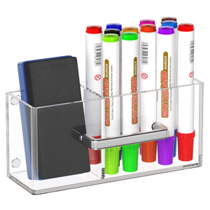 NIUBEE White Board Marker Holder with Handle, Magnetic Dry Erase Board Marker Holder for Classroom, Refrigerator, Fridge