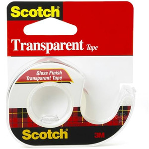 Scotch 174 Transparent Tape With Plastic Dispenser, 1/2" X 1000", Gloss Finish