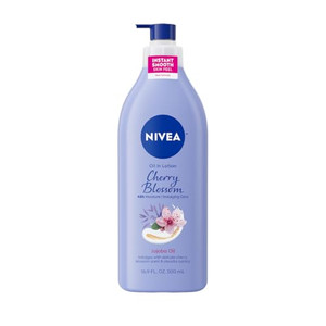 NIVEA Oil Infused Cherry Blossom and Jojoba Oil Body Lotion for Women, Fast-Absorbing and Non-Greasy Cherry Blossom Scented Lotion Moisturizes for 48