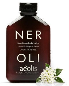 AEOLIS Nourishing Body Lotion with Neroli & Olive Leaves  Hydrating Moisturizer with Aloe Vera, Shea Butter & Vitamins  Non-Greasy, Vegan Skincare