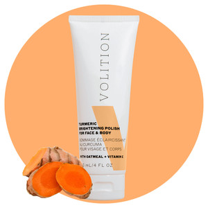 Volition Beauty Turmeric Brightening Polish with Oatmeal + Vitamin E | Physical Scrub to Exfoliate Face & Body | Removes Dead Skin, Smooths, Boosts L
