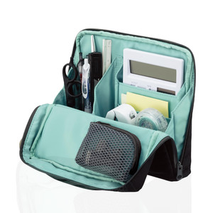 KOKUYO Pencil Case Pouch, Haco-Biz Standing Pen Pouch Bag, Foldable Stand up Pencil Holder Organizer, Large Capacity Portable Pencil Box for School S