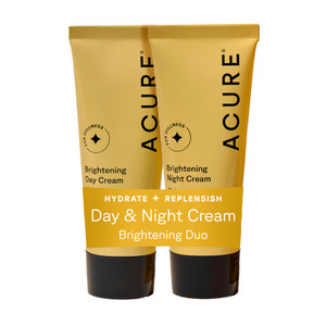 Acure Brightening Day & Night Cream Set - Daily Cica Cream & Night Face Cream for Women & Men with Argan Oil, Hydrate, Refresh, Tone & Brighten Skin,
