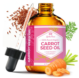 Carrot Seed Oil by Leven Rose, 100% Pure Unrefined Cold Pressed Moisturizer for Hair Skin and Nails 2 oz