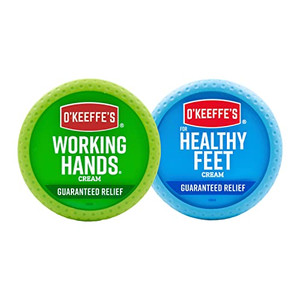 O'Keeffe's Working Hands Hand Cream (3.4 oz Jar) and Healthy Feet Foot Cream (3.2 oz Jar) - Repairing Skincare for Extremely Dry, Cracked Hands and F