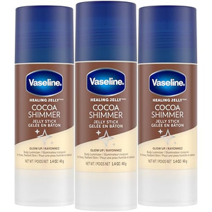 Vaseline Cocoa Shimmer Jelly Stick  Non-Greasy Moisturizer for Glowing Skin, Face & Body Lotion, Travel-Size, 1.4 Oz Ea, Pack of 3.