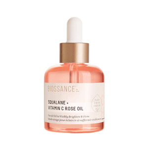 BIOSSANCE Squalane + Vitamin C Rose Advanced Facial Oil - Brightening, Firming, and Hydrating Serum for All Skin Types - Chios Crystal Oil, Damascus