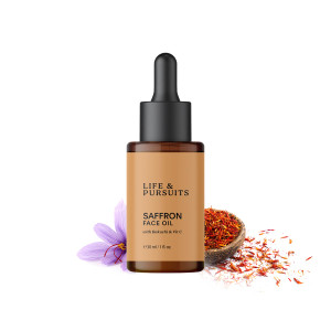 Life & Pursuits Saffron Face Oil 1 Fl Oz with Kashmir Saffron, Bakuchi, Vitamin C for Face Brightening, Moisturizing, Dark Spots, Fine Lines, Wrinkle