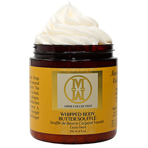 OMM Collection Natural Whipped Body Butter Soufflé For Dry & damaged Skin - Whipped Shea Butter with Vitamin E & A, coconut oil, Mango Butter & Cacao