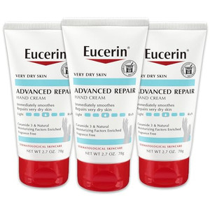 Eucerin Advanced Repair Hand Cream, Immediately Soothes and Repairs Very Dry Skin, Fragrance Free, Non Greasy, Fast Absorbing, Travel Size Hand Lotio