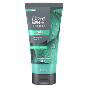 DOVE MEN + CARE Body and Face Scrub Eucalyptus Deeply Exfoliates for Hydrated & Nourished Skin 100% Gentle Cleanser, No Sulfate Cleansers or Parabens