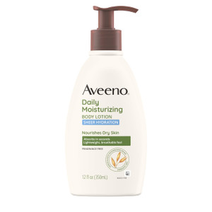 Aveeno Sheer Hydration Fragrance-Free Daily Moisturizing Lotion + Prebiotic Oat for Dry Skin, Lightweight, Fast-Absorbing Body Moisturizer Nourishes