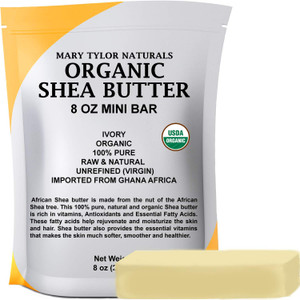 Mary Tylor Naturals Organic Shea butter 8 oz  USDA Certified Raw, Unrefined, Ivory From Ghana Africa  Great for Hair, Skin Nails and DIY projects