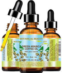 Botanical Beauty GREEN ARABICA COFFEE OIL Brazilian 100% Pure Virgin Unrefined for Face, Skin, Hair, Lip, Nails. Anti - Aging Face Oil (1 Fl Oz)