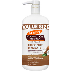Palmer's Coconut Oil Formula Body Lotion for Dry Skin, Hand & Body Moisturizer with Green Coffee Extract & Vitamin E, Value Size Pump Bottle, 33.8 Fl