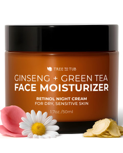 Tree to Tub Retinol Anti Aging Face Moisturizer for Dry & Sensitive Skin - Anti Wrinkle Hyaluronic Acid Facial Moisturizer, Vitamin A & E Night Cream