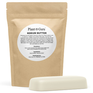 Raw Kokum Butter 8 oz. Bar 100% Pure Natural - Great for Skin, Body and Hair Moisturizer, DIY Creams, Balms, Lotions and Soap Making.