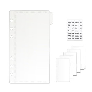 NatSumeBasics 6pcs A6 Binder Pocket Dividers White Budget Cash Envelopes with Label Sticker for 6 Ring Budgeting Binder Inserts Supplies Accessories