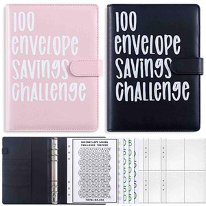 2 Pack 100 Envelope Budget Challenge Set, Cash Envelope Binder for Saving Money and Reaching Financial Goals, Track Progress Toward $5,050 Savings (B