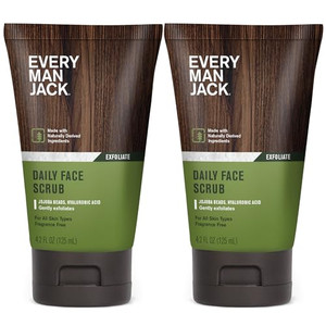 Every Man Jack Gentle Exfoliating Face Scrub For Men- Exfoliate Away Dead Skin, Moisturize, and Revive Tired Skin with Jojoba Beads, Hyaluronic Acid,