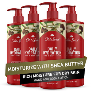 Old Spice Daily Hydration Hand & Body Lotion for Men with Shea Butter, 24/7 All Day Hydration, 16 fl oz (Pack of 4)