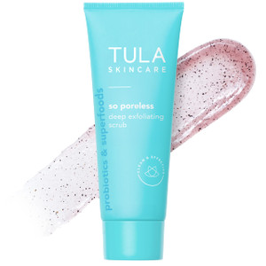 TULA Skin Care So Poreless Exfoliating Blackhead Scrub - Powerful and Gentle Exfoliation, Refreshing and Smoothing, Contains Probiotic Extracts, Volc