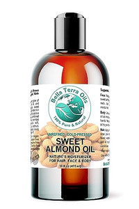 Bella Terra Oils - Organic Sweet Almond Oil 16 oz - Harnessing Almonds Rich Vitamin A & B Profile, Cold-Pressed, Ideal for Radiant Skin