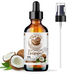 Bella Terra Oils - Organic Fractionated Coconut Oil (MCT) 4oz - Derived from Pure Coconut Essence, Abundant in Capric & Lauric Acid, Your Go-to Compa