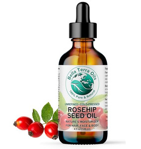 Bella Terra Oils - Organic Rosehip Oil 4 oz - Hailing from The Finest Rosa Mosqueta, Abundant in Omega-6 & Omega-3 Fatty Acids, Pure Radiance for Fac