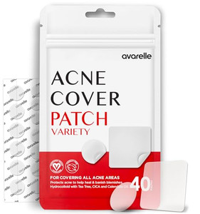 AVARELLE Acne Pimple Patch (40 Count) Absorbing Hydrocolloid Spot Treatment with Tea Tree Oil, Calendula Oil and Cica, Certified Vegan, Cruelty Free