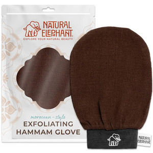Natural Elephant Exfoliating Hammam Glove | Authentic Moroccan Kessa Body Scrub Mitt for Spa-Quality Skin Renewal (Chocolate Brown Single)