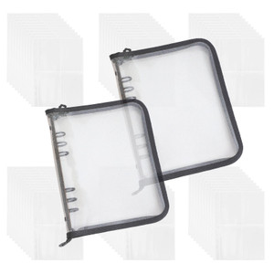 2 Pcs A5 6 Ring Binder Notebook with 60 Pack 4-Pocket Refill Pages, PVC Kpop Photocard Holder Book with Zipper, 10'' x 7'' Photocard Binder Sleeves (